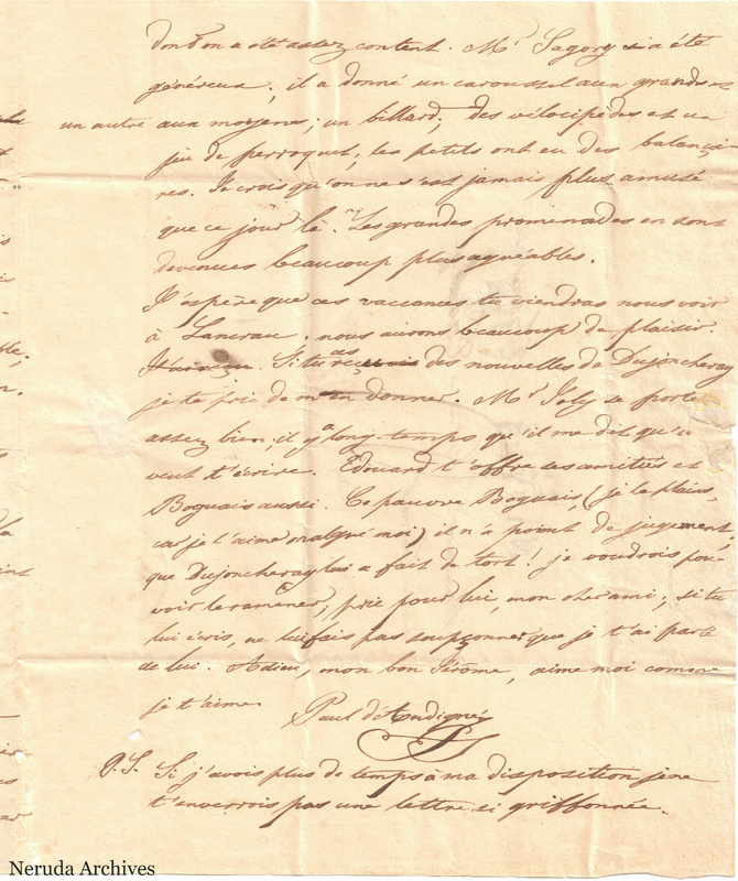 NRA-L-000030 image 4 showing page 3, the signature Paul d'Andigné and the postscript of the letter.