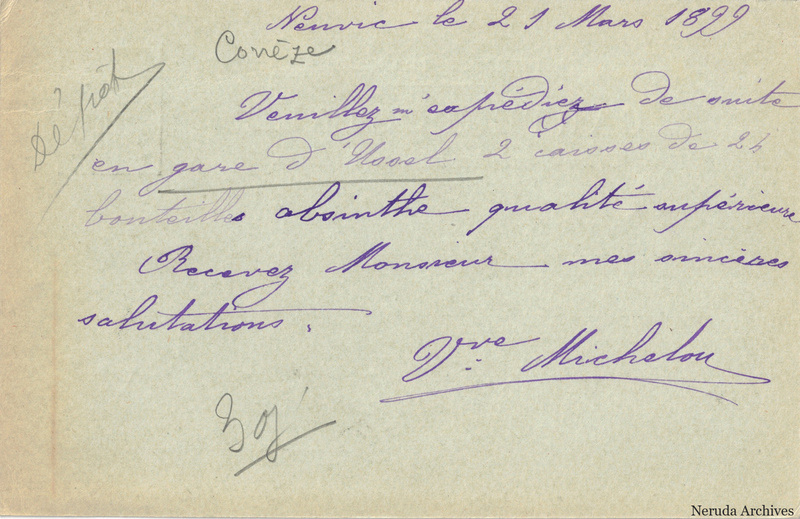NRA-L-000363 image 2 showing the complete handwritten or printed postcard message, with contemporary annotations and the sender's signature or business mark.