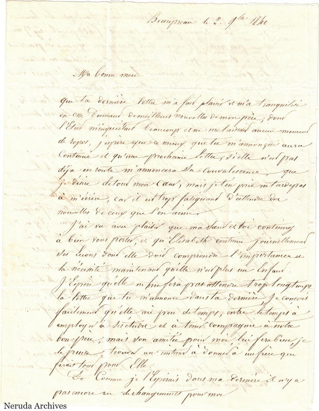 NRA-L-000539 image 2 showing a handwritten French letter page with manuscript text, annotations and visible fold lines.