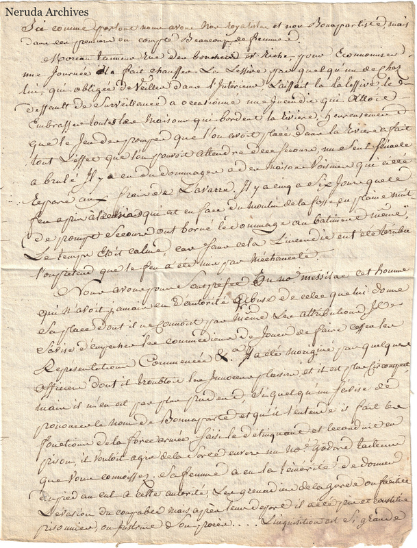 NRA-L-000682 image 5 showing a long French handwritten letter with marginal additions and folded paper edges, text side 4.
