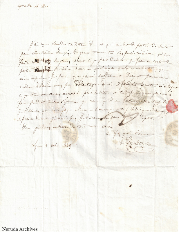 NRA-L-000551 image 2 showing a handwritten French letter with dateline, manuscript text, closing, signature, folds and paper edges.