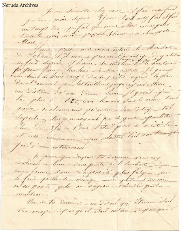 NRA-L-000602 image 3 showing a handwritten French letter page with manuscript dateline and text, visible fold lines and complete physical paper edges.
