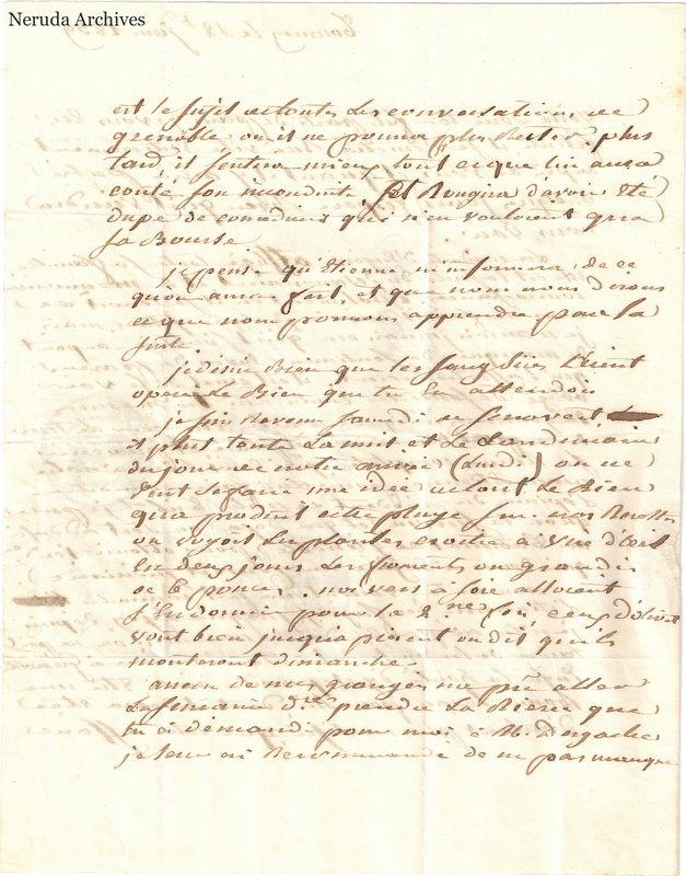 NRA-L-000587 image 3 showing a handwritten French letter page with manuscript text, annotations and visible fold lines.