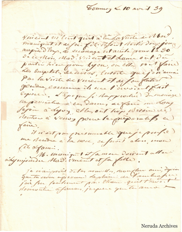 NRA-L-000579 image 2 showing a handwritten French letter page with manuscript text, annotations and visible fold lines.