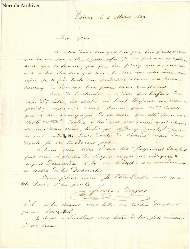 NRA-L-000502 image 2 showing a handwritten French letter page with manuscript text and visible fold lines.