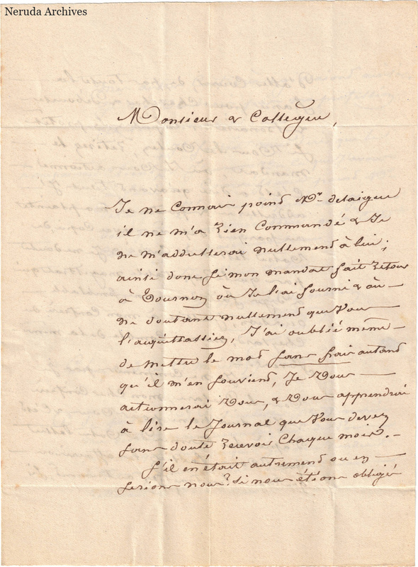 NRA-L-000040 image 2 showing page 1 of Bonnaud des Mottes's professional letter.