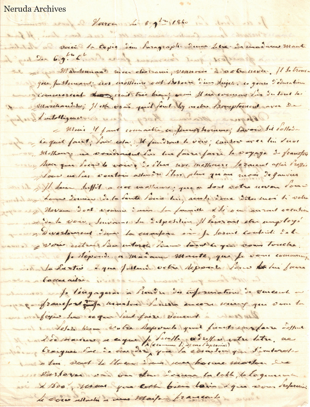 NRA-L-000519 image 2 showing a handwritten French letter page with manuscript text, marginal notes and visible fold lines.