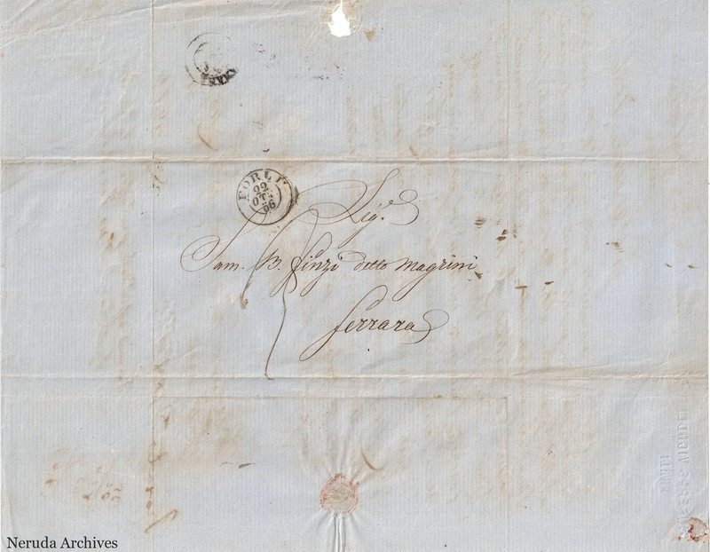 NRA-L-000729 image 1 showing folded letter opened to show the manuscript address, postal marks and filing annotations.
