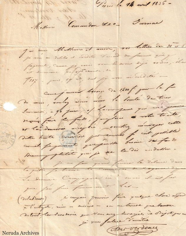 NRA-L-000429 image 2 showing page 1 of the French commercial letter on cream paper, including the closing and signature.