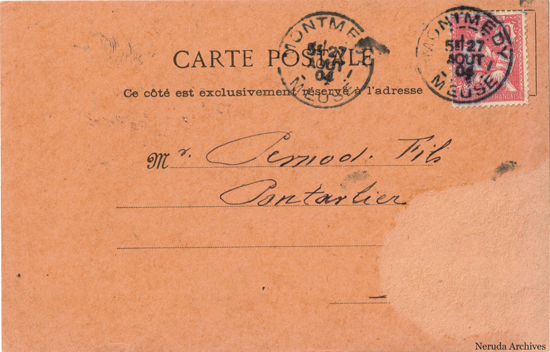 NRA-L-000217 image 1 showing the address side of a postcard sent by P. Lallemand to Pernod Fils, with contemporary postal and business marks.