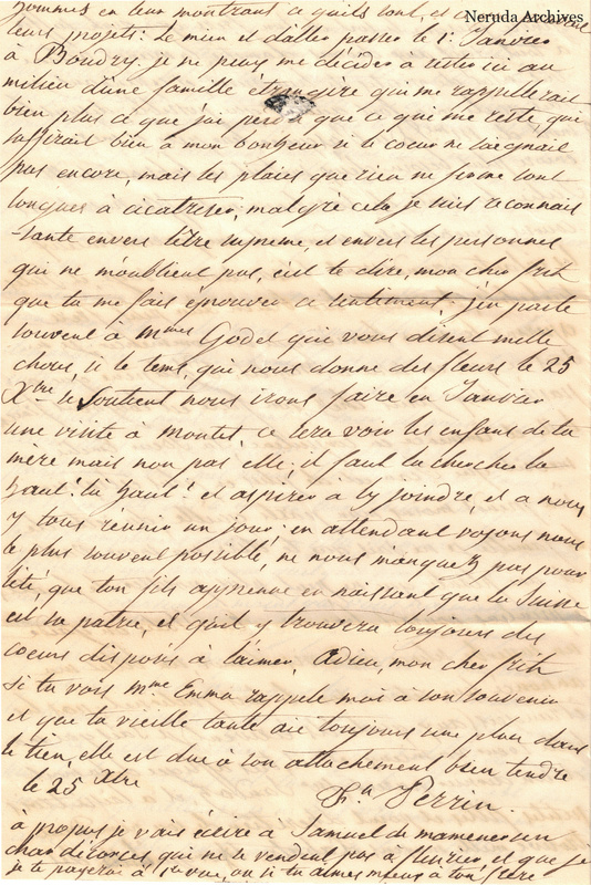 NRA-L-000324 image 5 showing the final page of the French letter with its closing, signature and a short addition at the foot.