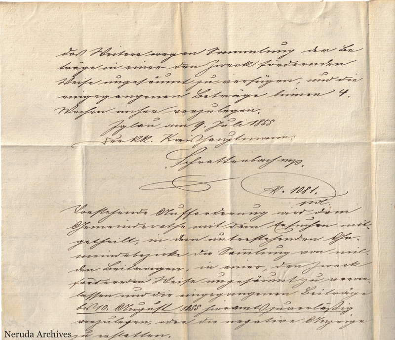 NRA-L-000047 image 4 showing the upper section of a German manuscript document with dated docketing and folded paper.