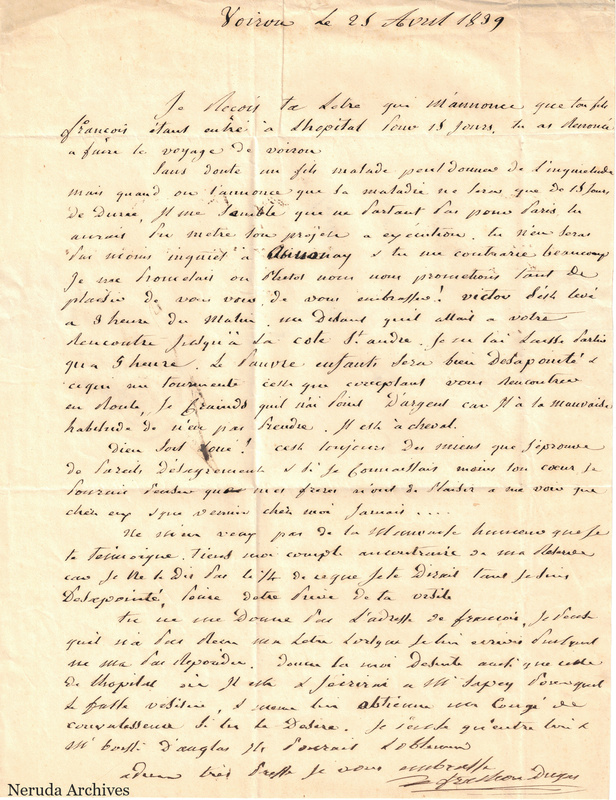 NRA-L-000504 image 2 showing a handwritten French letter continuation with closing, signature, later notes, folds and paper edges.
