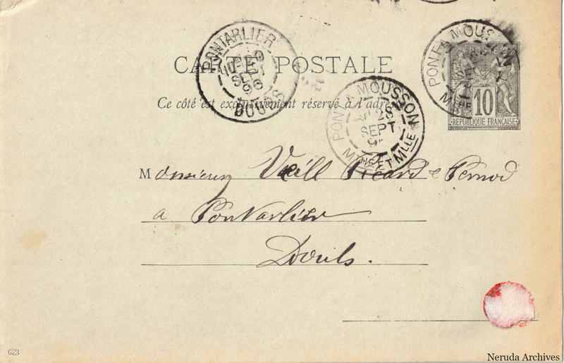 NRA-L-000260 image 1 showing the address side of a postcard sent by C. Jaillon, Café to Veil-Picard & Pernod, with contemporary postal and business marks.