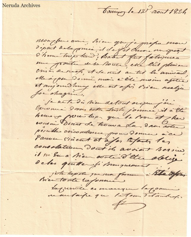 NRA-L-000522 image 2 showing a handwritten French letter continuation with closing, signature, later notes, folds and paper edges.