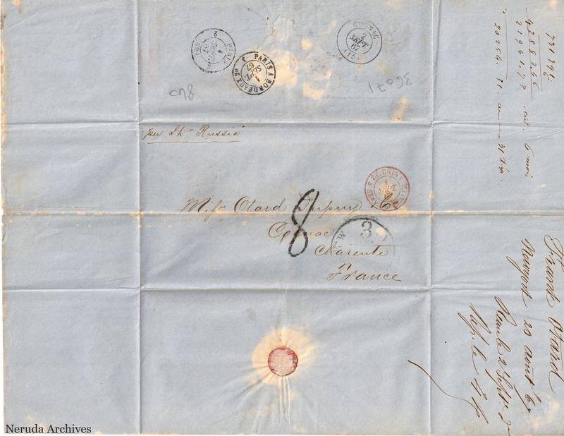 NRA-L-000474 image 1 showing the address panel to Otard Dupuy & Co in Cognac with postal evidence.
