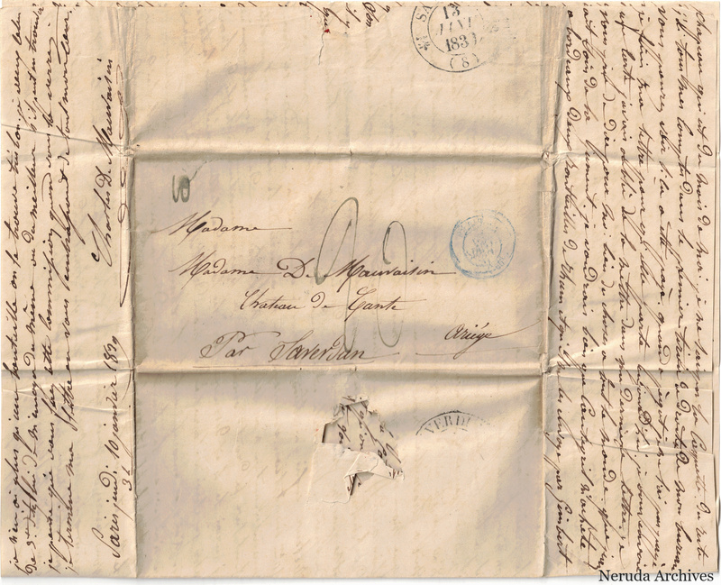 NRA-L-000666 image 1 showing a handwritten continuation surrounding the address panel and postal evidence.