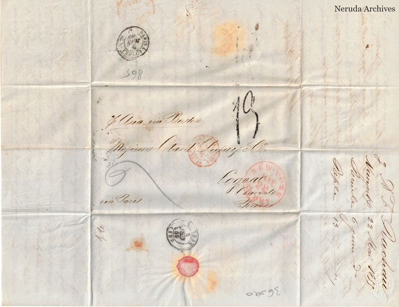 NRA-L-000458 image 1 showing the address panel to Otard Dupuy & Co in Cognac with postal evidence.
