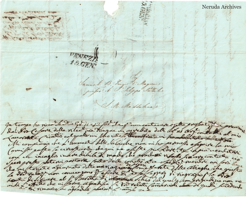 NRA-L-000692 image 1 showing the delivery address and recipient reply draft of Abram Erera's letter dated 13 January 1851.