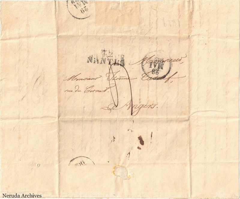 NRA-L-000030 image 1 showing the address to Jérôme Cadet at rue du Cornet in Angers, with Nantes and Angers postal markings.