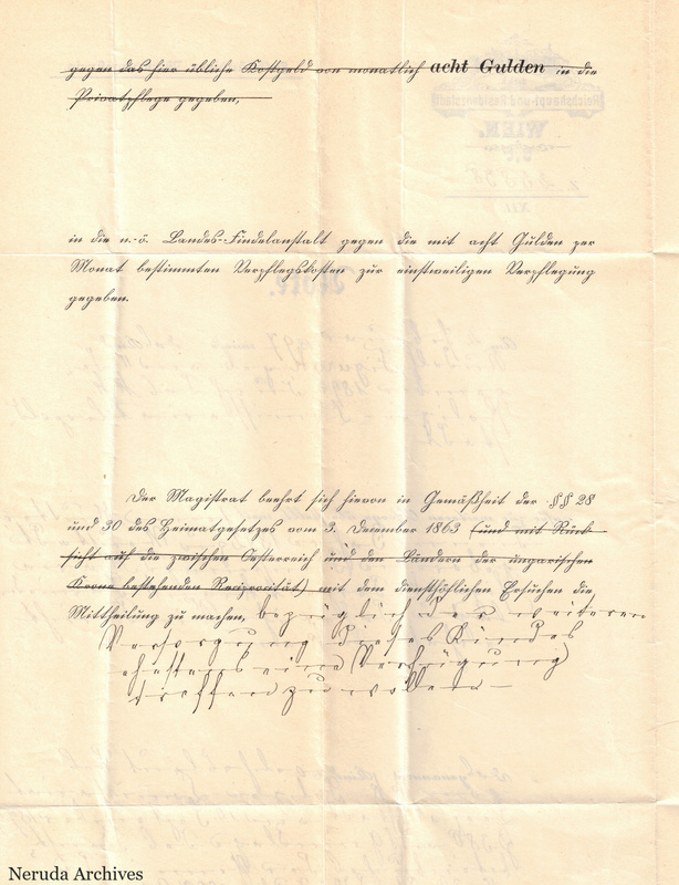 NRA-L-000048 image 4 showing a folded German manuscript continuation with cancellations and writing visible through the paper.