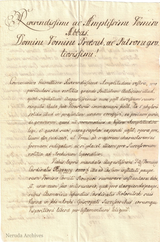NRA-L-000037 image 2 showing page 1 of the Latin court and ecclesiastical letter from Vienna.