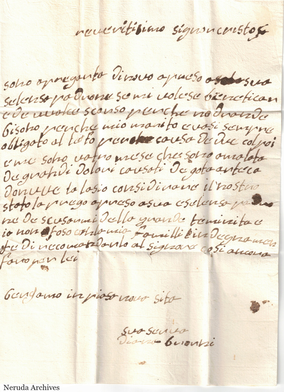 NRA-L-000325 image 2 showing the Italian letter text on folded paper, including its closing and handwritten signature near the lower centre.