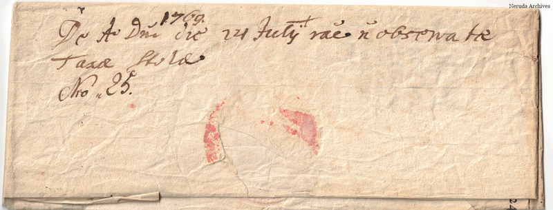 NRA-L-000049 image 2 showing the reverse of the folded address panel with Latin docketing, red seal traces and layered paper edges.
