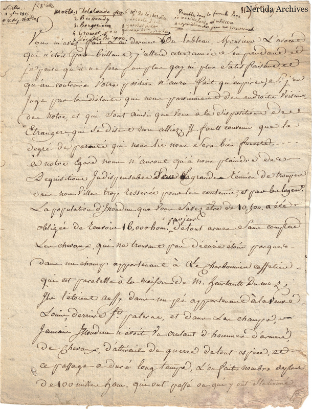 NRA-L-000682 image 3 showing a long French handwritten letter with marginal additions and folded paper edges, text side 2.