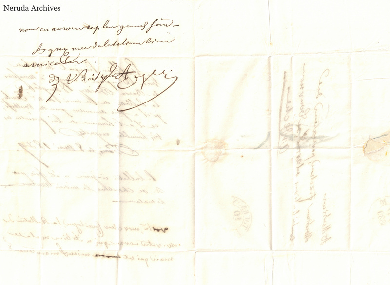 NRA-L-000537 image 2 showing a handwritten French letter page with manuscript text, annotations and visible fold lines.
