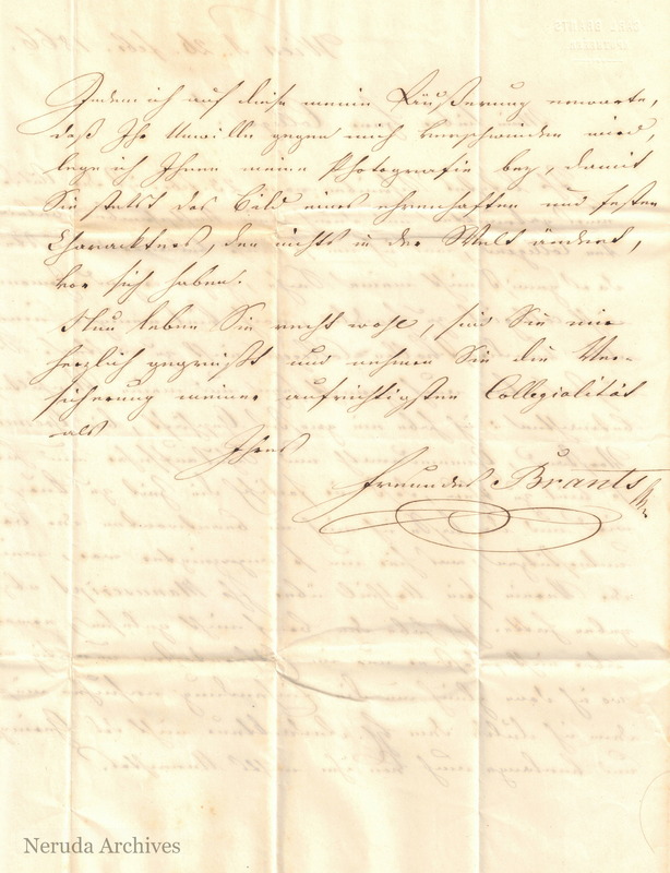 NRA-L-000028 image 4 showing page 2 and the signed closing of Carl Brants's German letter dated 26 February 1866.