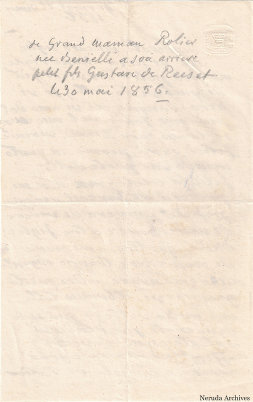 NRA-L-000076 image 2 showing the reverse with a brief manuscript note, embossed marks, folds, and text showing through the paper.