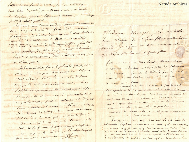 NRA-L-000489 image 2 showing a handwritten French letter continuation with closing, signature, folds and paper edges.