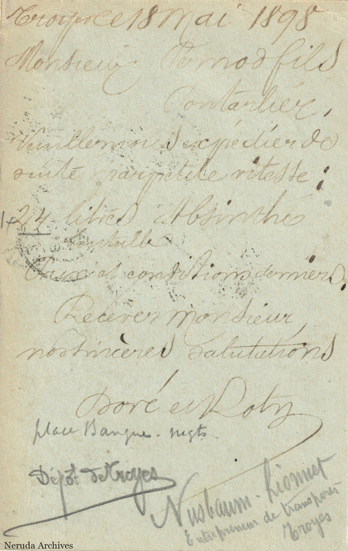 NRA-L-000304 image 2 showing the complete handwritten or printed postcard message, with contemporary annotations and the sender's signature or business mark.