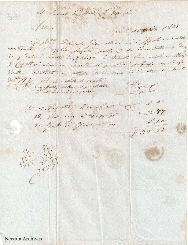 NRA-L-000695 image 2 showing the incoming letter of Vignoli's letter dated 19 April 1855.