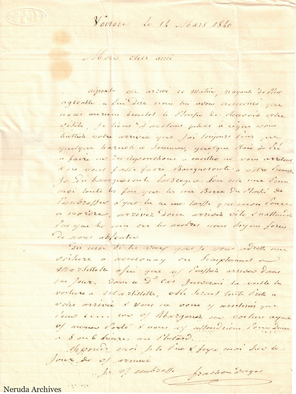 NRA-L-000515 image 2 showing a handwritten French letter continuation with closing, signature, annotations, folds and paper edges.