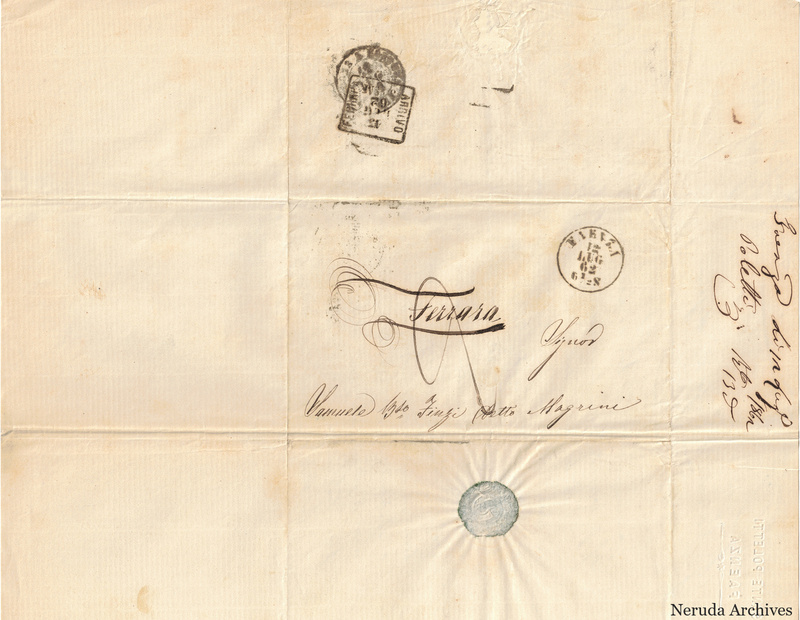 NRA-L-000728 image 1 showing folded letter opened to show the manuscript address, postal marks and filing annotations.