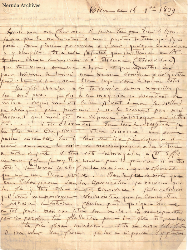 NRA-L-000477 image 2 showing the first page of a long French family letter dated at Voiron, written in dark cursive on lined cream paper.