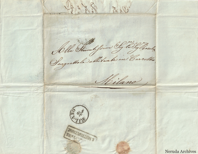 NRA-L-000650 image 1 showing handwritten delivery details, postal evidence, folds, sealing traces and surviving paper edges.