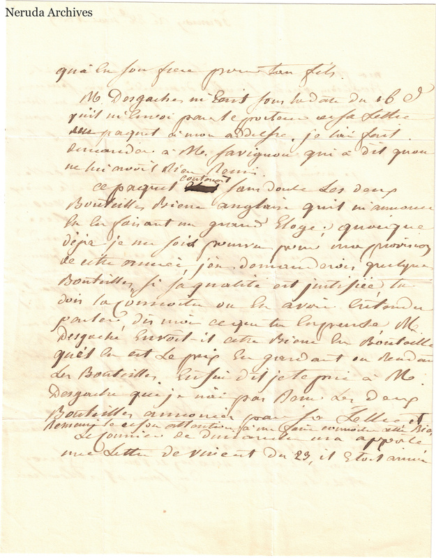 NRA-L-000583 image 3 showing a handwritten French letter page with manuscript text, annotations and visible fold lines.