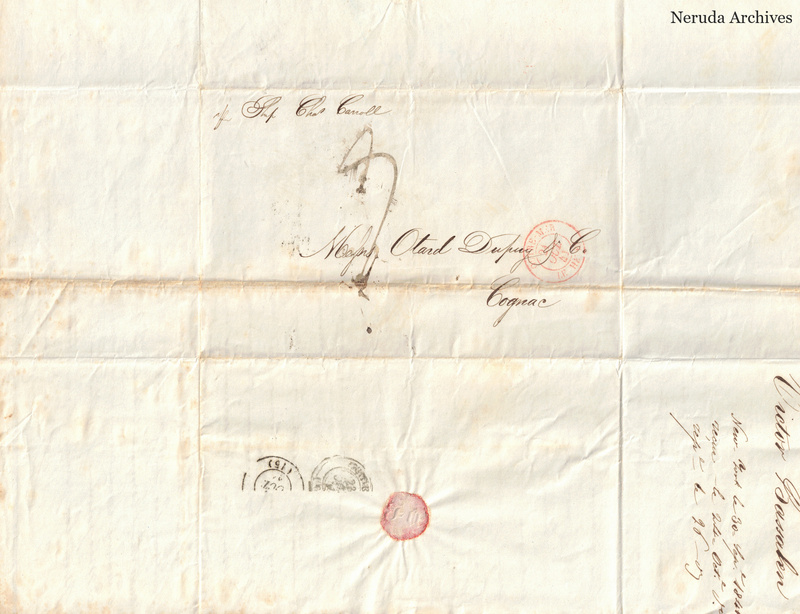 NRA-L-000426 image 1 showing the folded manuscript address panel on cream paper, with the written delivery address, postal markings and closure evidence.