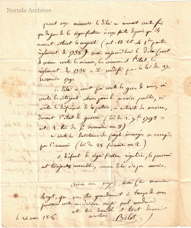 NRA-L-000012 image 3 showing the second and final page, closing and signature of Belot's letter from Metz, dated 24 May 1826.