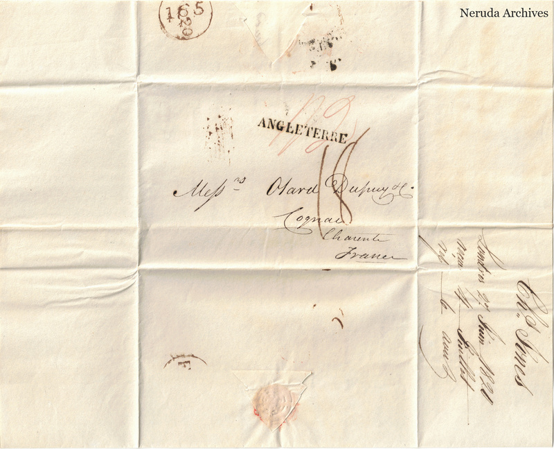 NRA-L-000441 image 1 showing the folded manuscript address panel on cream paper, with the written delivery address, postal markings and closure evidence.