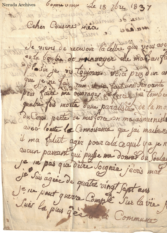 NRA-L-000073 image 2 showing the opening page of a French personal letter dated February 1837.