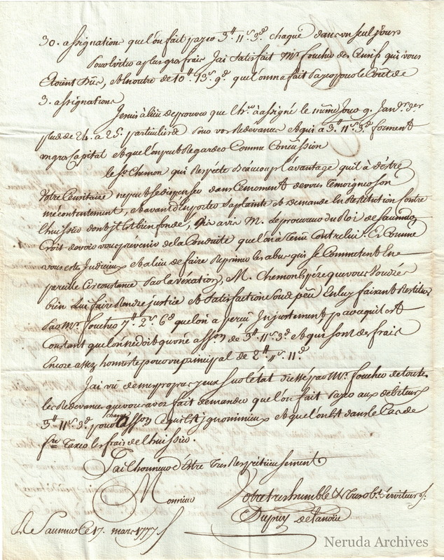 NRA-L-000020 image 3 showing the second page, closing and signature of Dupuy's 1777 letter.