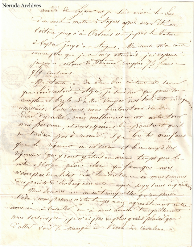 NRA-L-000617 image 3 showing a handwritten French letter page with manuscript dateline and text, visible fold lines and complete physical paper edges.