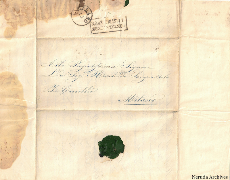 NRA-L-000640 image 1 showing handwritten delivery details, postal evidence, folds, sealing traces and the complete surviving paper edges.