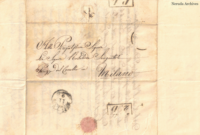 NRA-L-000638 image 1 showing handwritten delivery details, postal evidence, folds, sealing traces and the complete surviving paper edges.