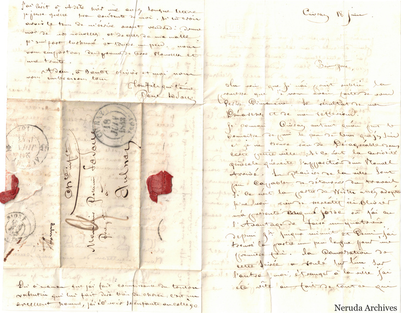 NRA-L-000675 image 1 showing the manuscript address and red wax seals beside handwritten letter text.