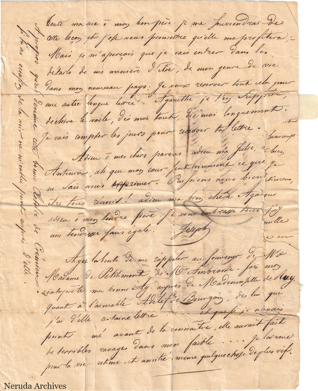 NRA-L-000673 image 4 showing a French family letter on creased paper with marginal writing, text side 3.